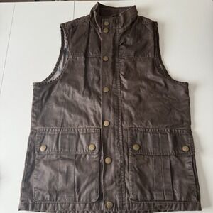 Mountains and Isles Men's Waxed Canvas Vest Flannel Lined Full Zip Size M